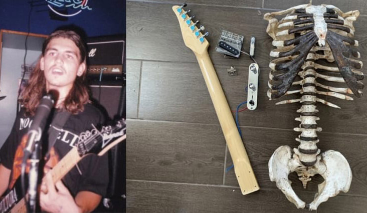 Un fanático hace una guitarra con huesos de su tío + VIDEO